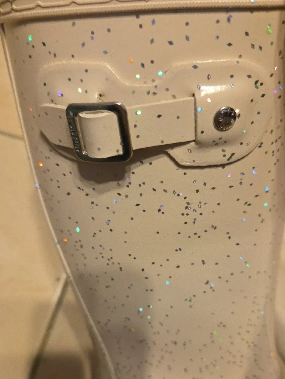 Hunter Glitter Tall Rain Boots in White